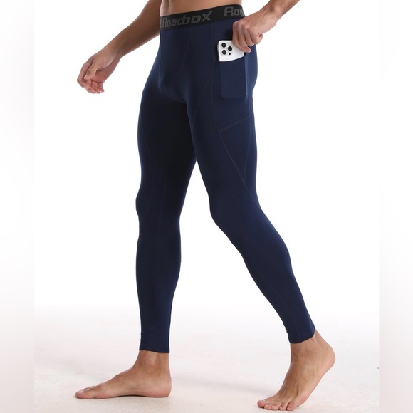 Roadbox Men's Navy Blue Compression Yoga/Sports Pants - Picture 2 of 6